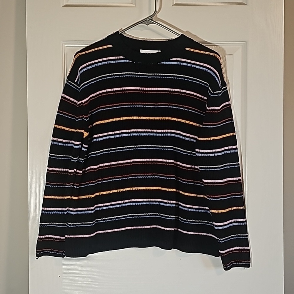 Popsugar Colorful Striped Cotton Knit Sweater Size L